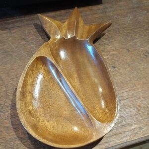 70's Vintage Wooden Pineapple Shaped Tray